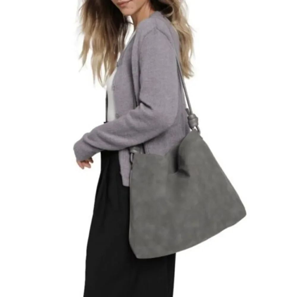 8 Other Reasons BETSY Slouch Tote In Stone Color PU Leather- New In Bag